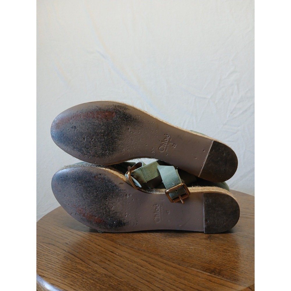 Chloe Sage Green Suede Espadrille Platform Wedges - Picture 7 of 9